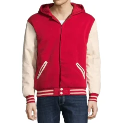 Vintage Leather Mens Faux Leather Reversible Lightweight Varsity Jacket