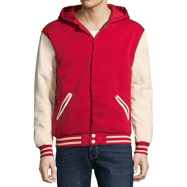 Vintage Leather Mens Faux Leather Reversible Lightweight Varsity Jacket