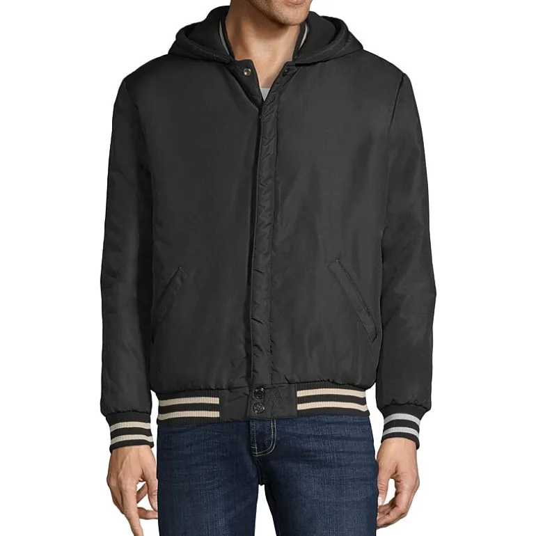 Vintage Leather Mens Faux Leather Reversible Lightweight Varsity Jacket