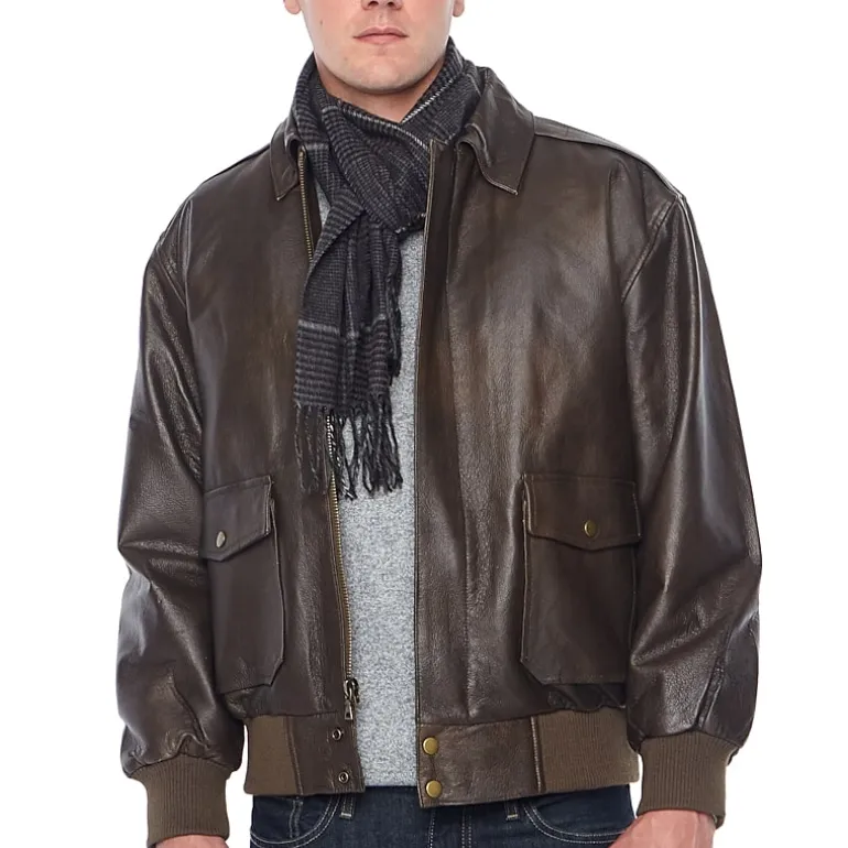 Vintage Leather Nappa Aviator Jacket with Zip Out Lining