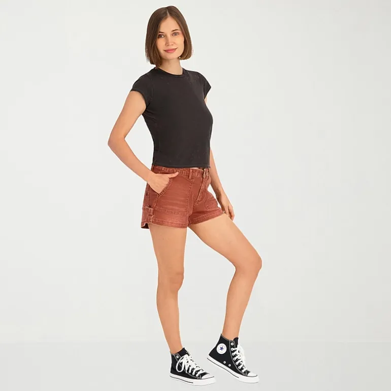 VOLCOM Juniors Womens Mid Rise Juniors Shortie Short