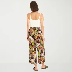 VOLCOM Womens Juniors Wide Leg Mid Rise Pull-On Pant