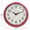 Westclox 9.5" Red Retro Convex Glass Lens Wall Clock