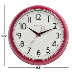 Westclox 9.5" Red Retro Convex Glass Lens Wall Clock