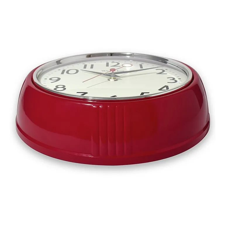 Westclox 9.5" Red Retro Convex Glass Lens Wall Clock