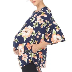 White Mark Maternity Womens Boat Neck 3/4 Sleeve Tunic Top