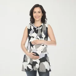 White Mark Maternity Womens Crew Neck Sleeveless Tunic Top