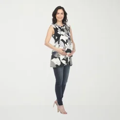 White Mark Maternity Womens Crew Neck Sleeveless Tunic Top