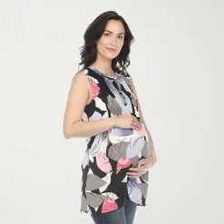 White Mark Maternity Womens Crew Neck Sleeveless Tunic Top