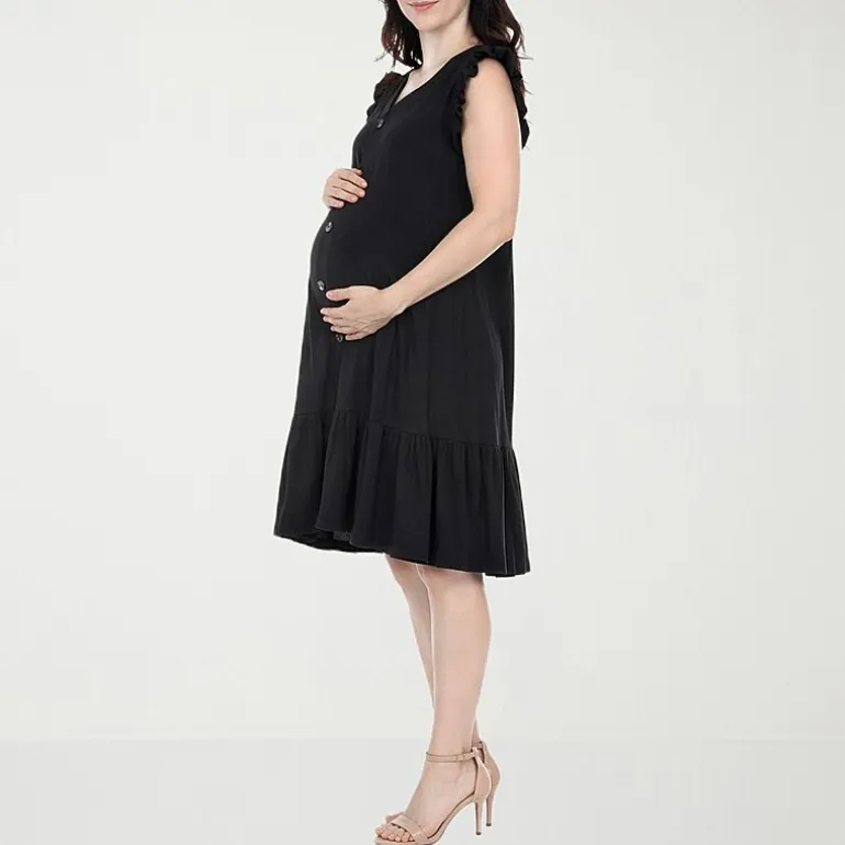 White Mark Maternity Womens Maternity Crew Neck Short Sleeve Shift Dress
