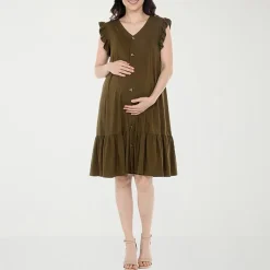 White Mark Maternity Womens Maternity Crew Neck Short Sleeve Shift Dress