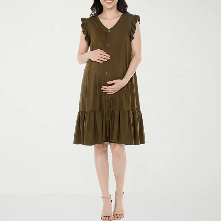 White Mark Maternity Womens Maternity Crew Neck Short Sleeve Shift Dress