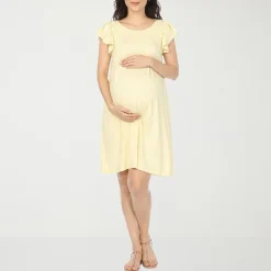 White Mark Maternity Womens Maternity V Neck Short Sleeve A-Line Dress