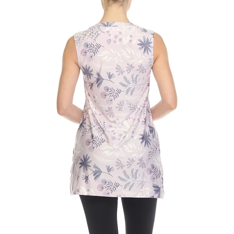 White Mark Maternity Womens Round Neck Sleeveless Tunic Top