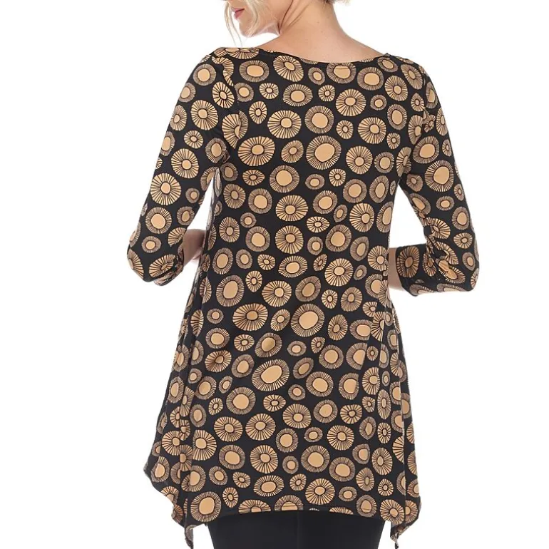 White Mark Maternity Womens Round Neck 3/4 Sleeve Tunic Top
