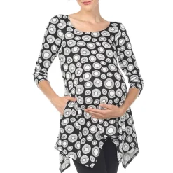 White Mark Maternity Womens Round Neck 3/4 Sleeve Tunic Top
