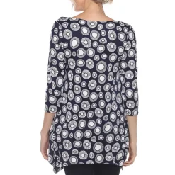 White Mark Maternity Womens Round Neck 3/4 Sleeve Tunic Top