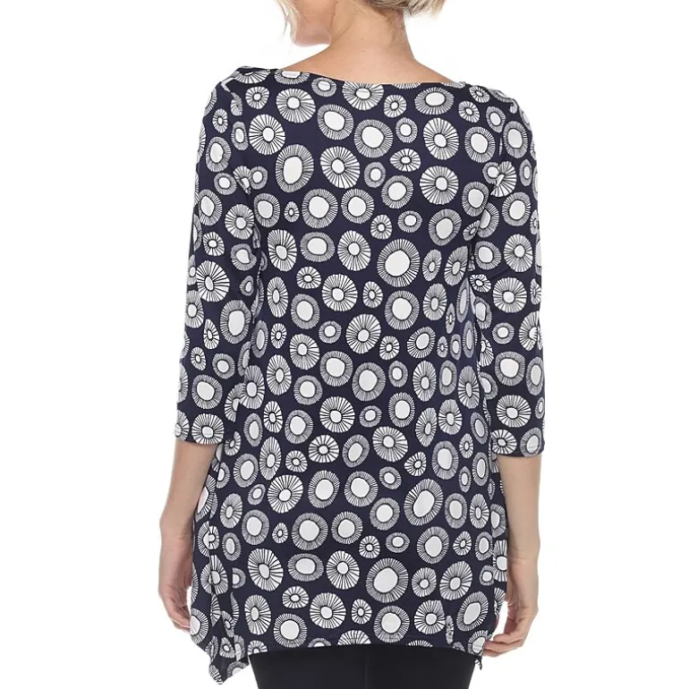 White Mark Maternity Womens Round Neck 3/4 Sleeve Tunic Top