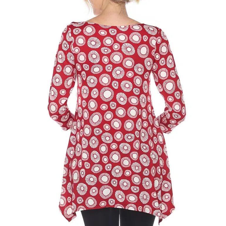 White Mark Maternity Womens Round Neck 3/4 Sleeve Tunic Top