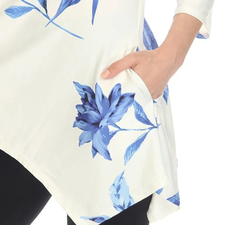 White Mark Maternity Womens Scoop Neck 3/4 Sleeve Tunic Top