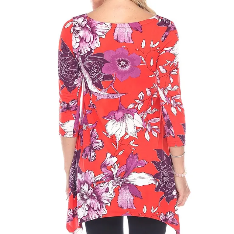 White Mark Maternity Womens Scoop Neck 3/4 Sleeve Tunic Top