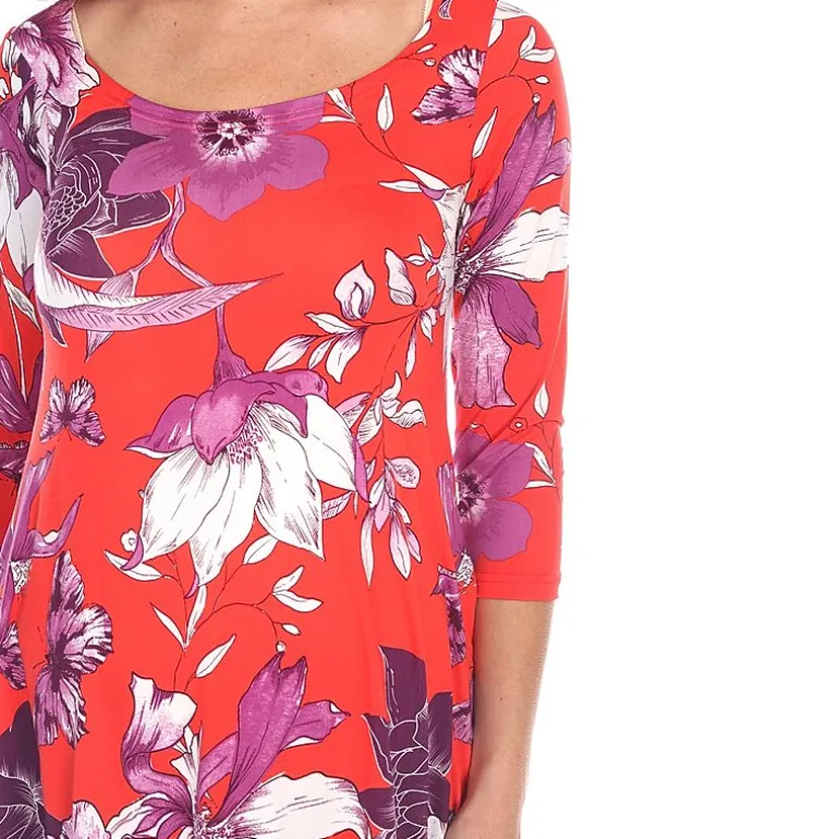 White Mark Maternity Womens Scoop Neck 3/4 Sleeve Tunic Top