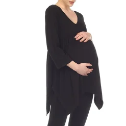 White Mark Maternity Womens V Neck Long Sleeve Tunic Top