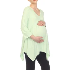 White Mark Maternity Womens V Neck Long Sleeve Tunic Top