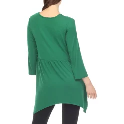 White Mark Maternity Womens V Neck Long Sleeve Tunic Top