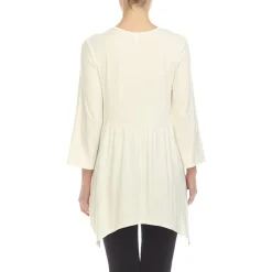 White Mark Maternity Womens V Neck Long Sleeve Tunic Top