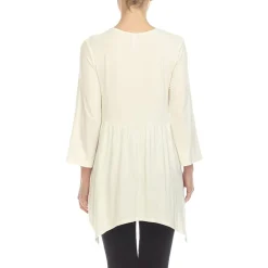 White Mark Maternity Womens V Neck Long Sleeve Tunic Top