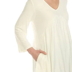 White Mark Maternity Womens V Neck Long Sleeve Tunic Top