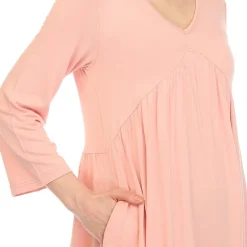 White Mark Maternity Womens V Neck Long Sleeve Tunic Top