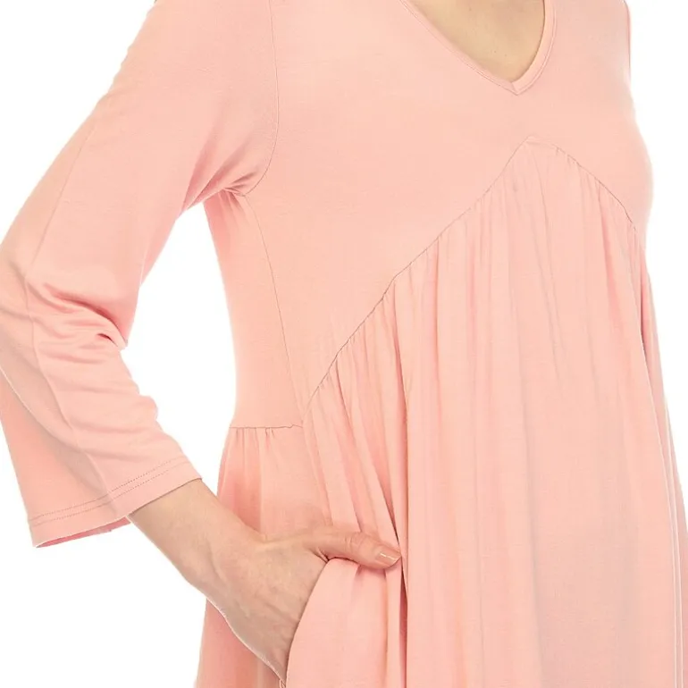 White Mark Maternity Womens V Neck Long Sleeve Tunic Top