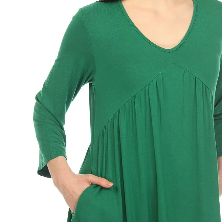 White Mark Maternity Womens V Neck Long Sleeve Tunic Top
