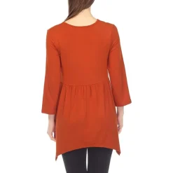 White Mark Maternity Womens V Neck Long Sleeve Tunic Top