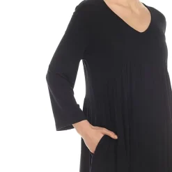 White Mark Maternity Womens V Neck Long Sleeve Tunic Top