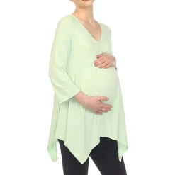 White Mark Maternity Womens V Neck Long Sleeve Tunic Top