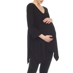 White Mark Maternity Womens V Neck Long Sleeve Tunic Top