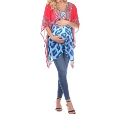 White Mark Plus Maternity Womens V Neck 3/4 Sleeve Tunic Top