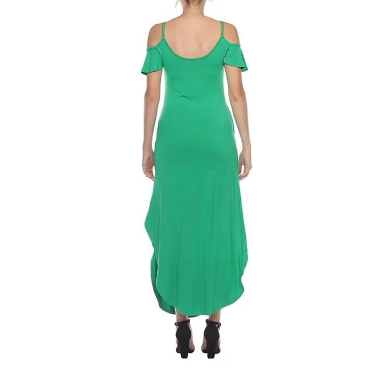 White Mark Womens Maternity Halter Neck Short Sleeve Cold Shoulder Maxi Dress