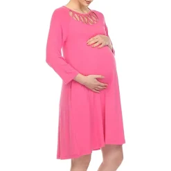 White Mark Womens Maternity 3/4 Sleeve Swing Dresses
