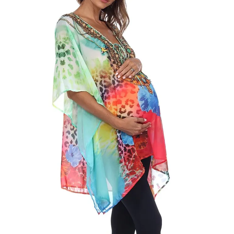 White Mark Womens Maternity 3/4 Sleeve Shirt Dress