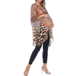 White Mark Womens Maternity 3/4 Sleeve Shirt Dress