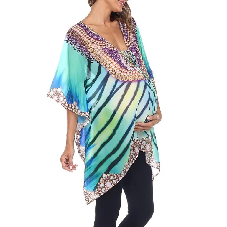 White Mark Womens Maternity 3/4 Sleeve Shirt Dress