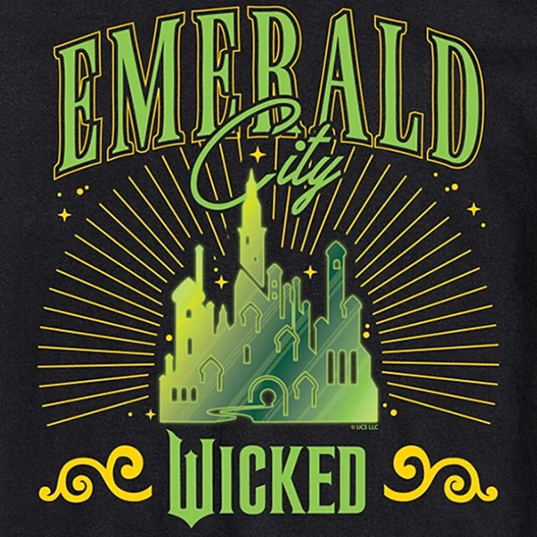 Wicked Movie Emerald City Tee Womens Juniors Crew Neck Short Sleeve Regular Fit Wicked Graphic T-Shirt