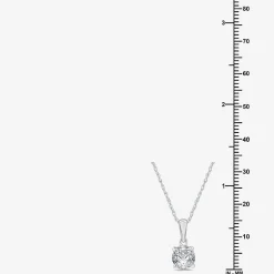 Womens 1 CT. Lab Grown White Diamond 10K Gold Round Pendant Necklace