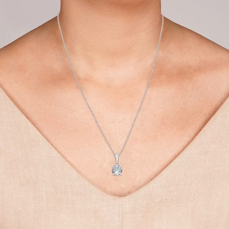 Womens 1 CT. Lab Grown White Diamond 10K Gold Round Pendant Necklace
