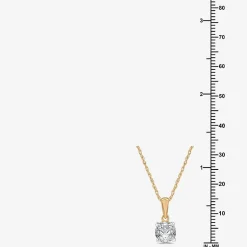 Womens 1 CT. Lab Grown White Diamond 10K Gold Round Pendant Necklace