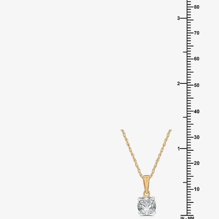 Womens 1 CT. Lab Grown White Diamond 10K Gold Round Pendant Necklace